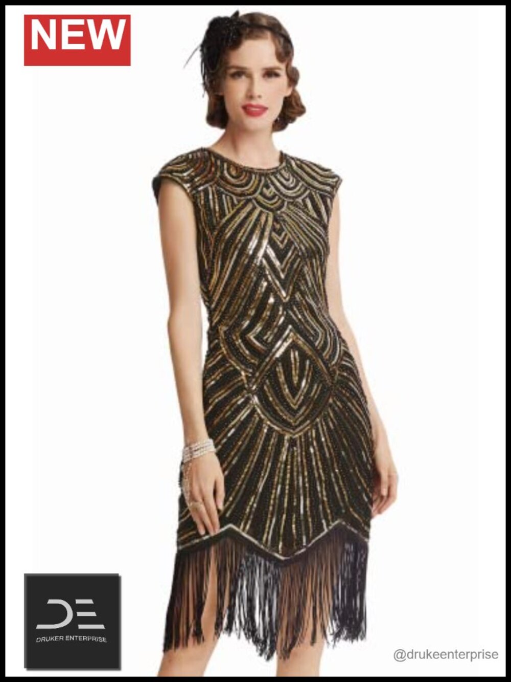 1920s Flapper Dress Beaded Fringed Great Gatsby Cocktail Party
